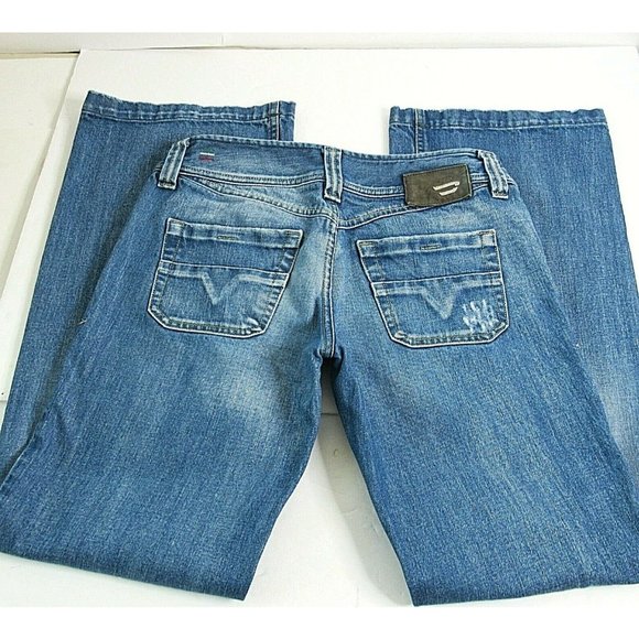 DIESEL Medium Wash LAMBRY Button Fly Blue Flare Jeans Size 29" x 34" x 8.5" Rise - Picture 2 of 7